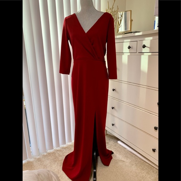 After six 6797 3/4 sleeve crepe gown - Picture 3 of 6